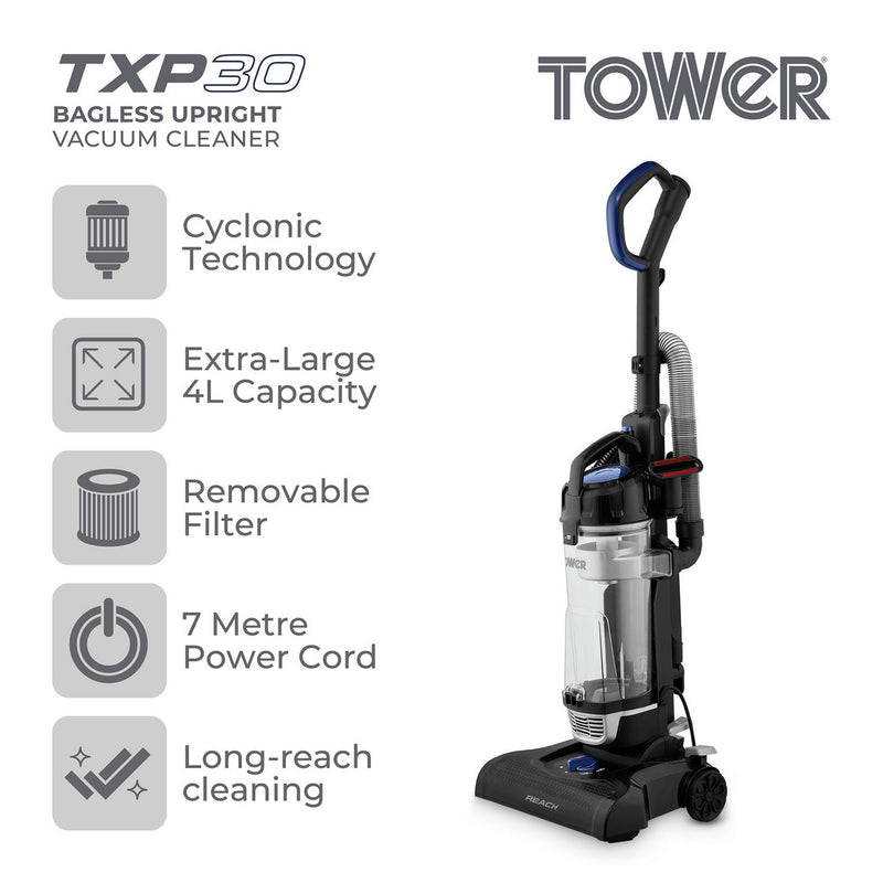 Tower corded bagless upright vacuum cleaner 4L, UK version