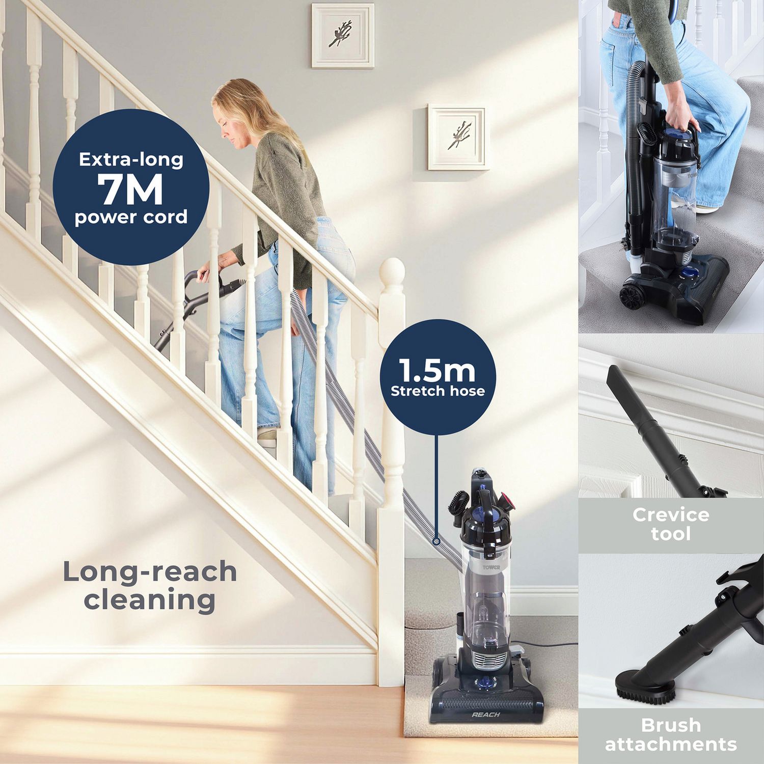 Tower corded bagless upright vacuum cleaner 4L, UK version