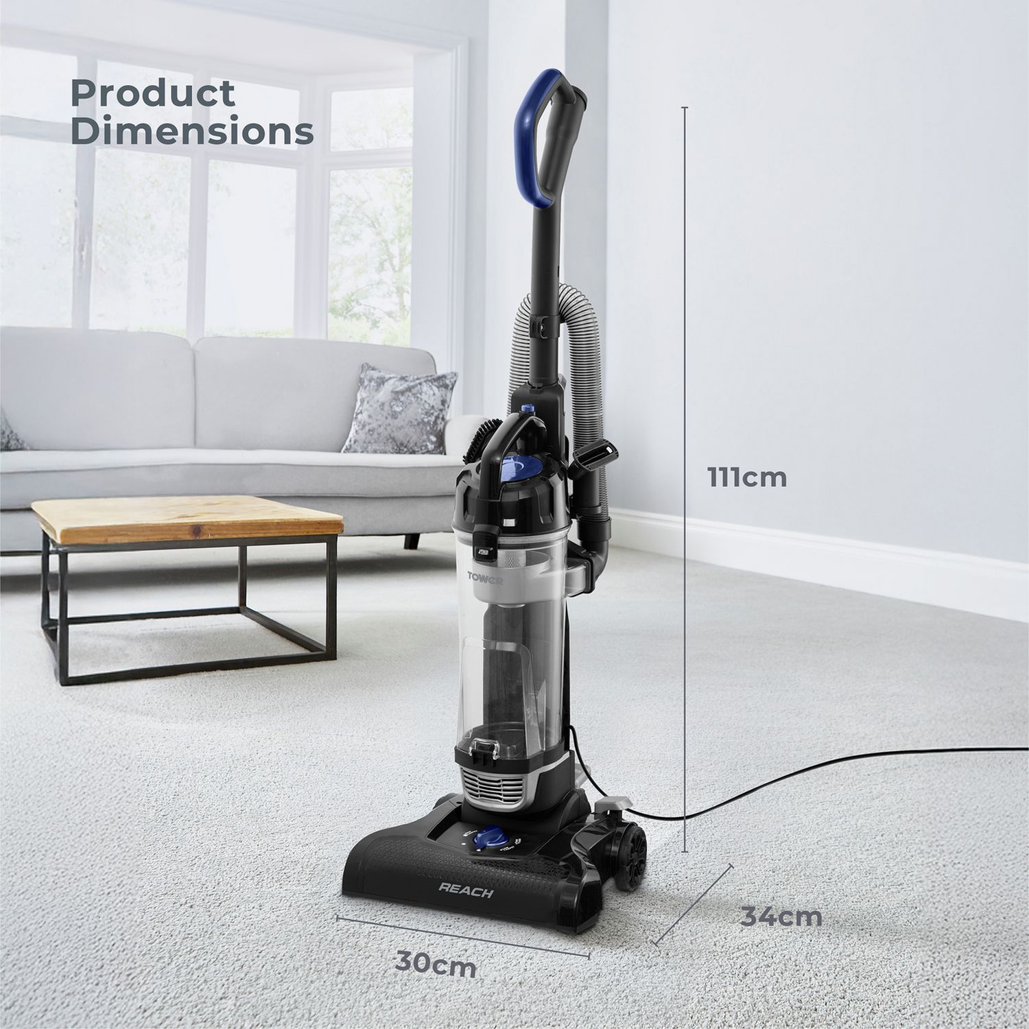 Tower corded bagless upright vacuum cleaner 4L, UK version
