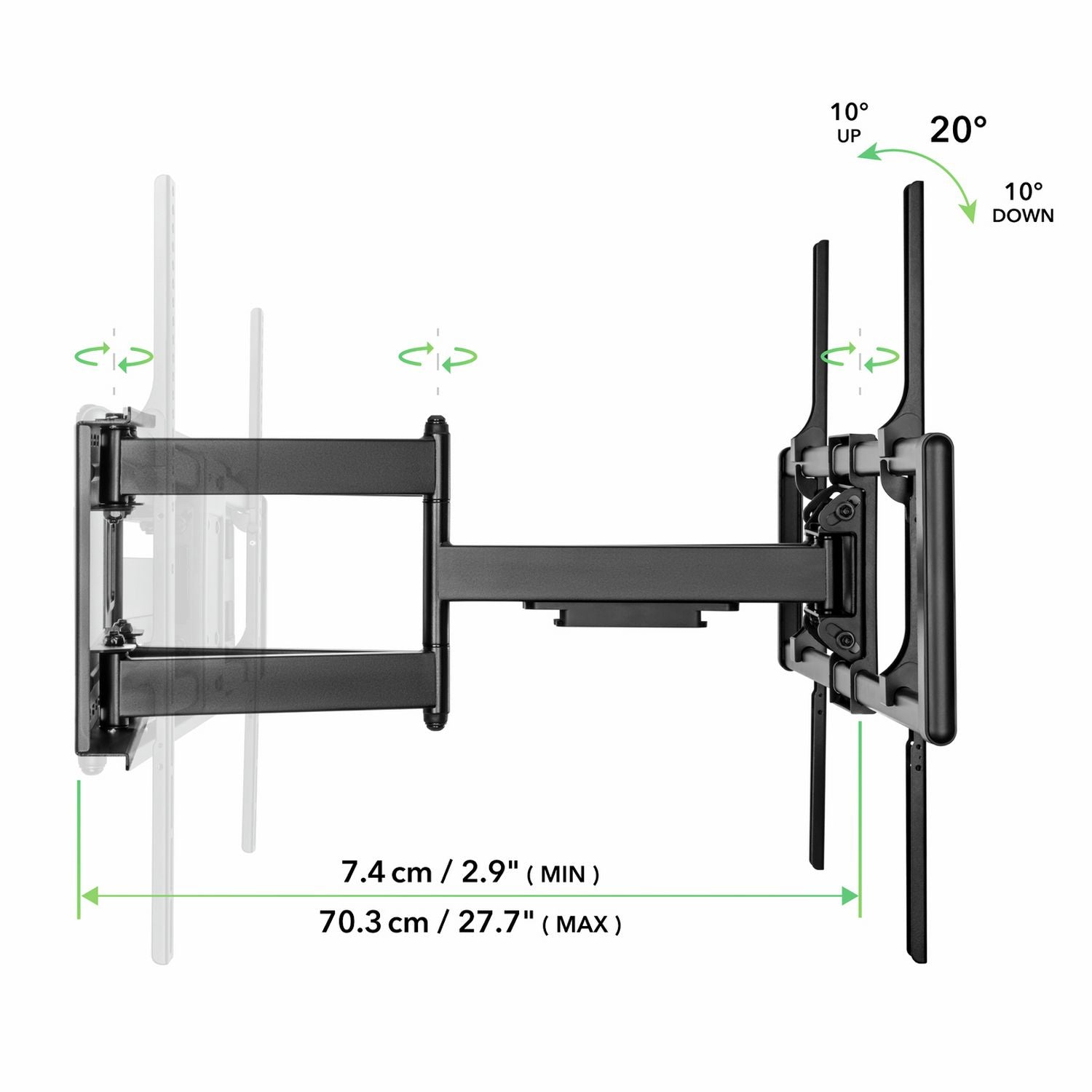 AVF multi-positional TV wall bracket black for 60-100 inch TV (British brand)