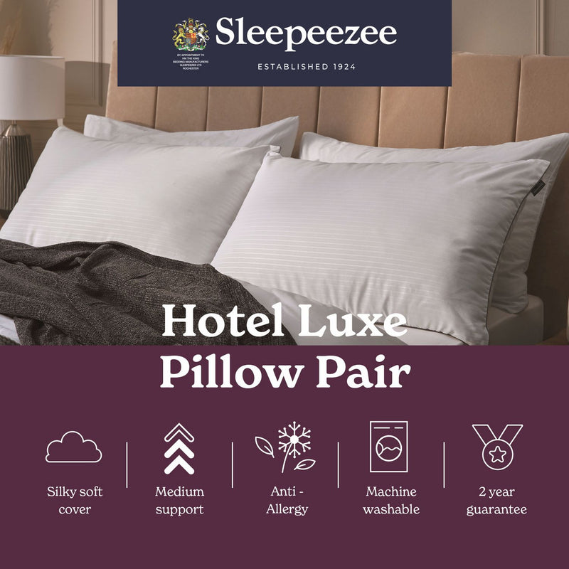 Sleepeezee Hotel Luxe medium pillow 2 pack (British brand)