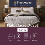 Sleepeezee Hotel Luxe 4.5 Tog duvet single, imported from the UK