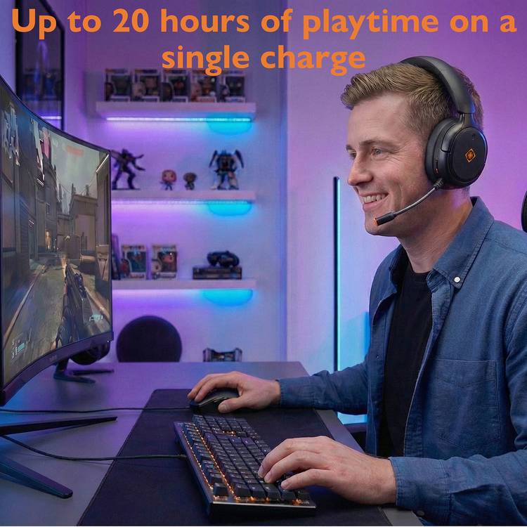 Deltaco DH330 wireless gaming headset black over-ear (British brand)