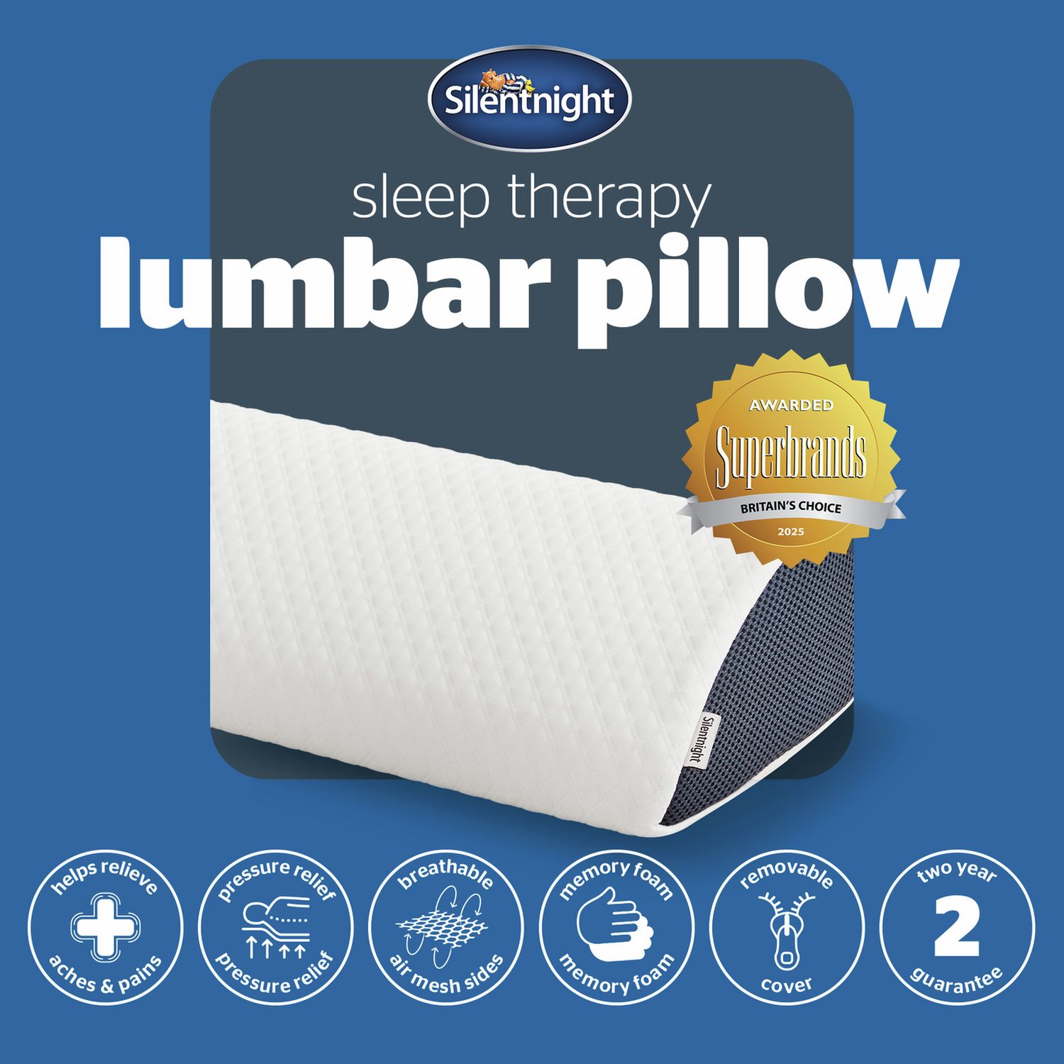 Silentnight firm lumbar pillow 40x20cm, UK version