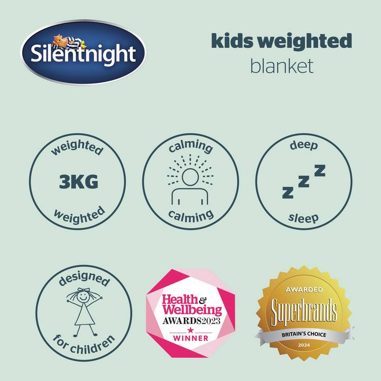 Silentnight kids grey weighted blanket 150x100cm (British brand)
