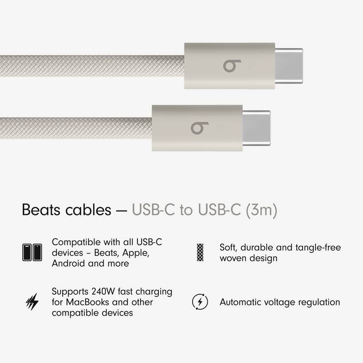 Beats braided USB-C to USB-C cable 3m - British product