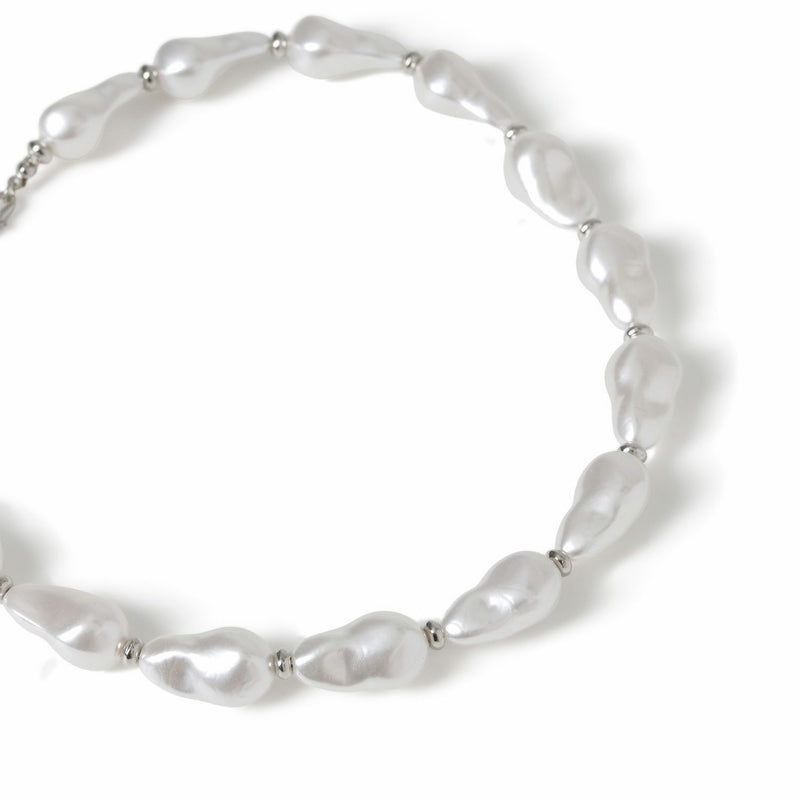 Freedom white irregular pearl necklace 45cm adjustable, UK version