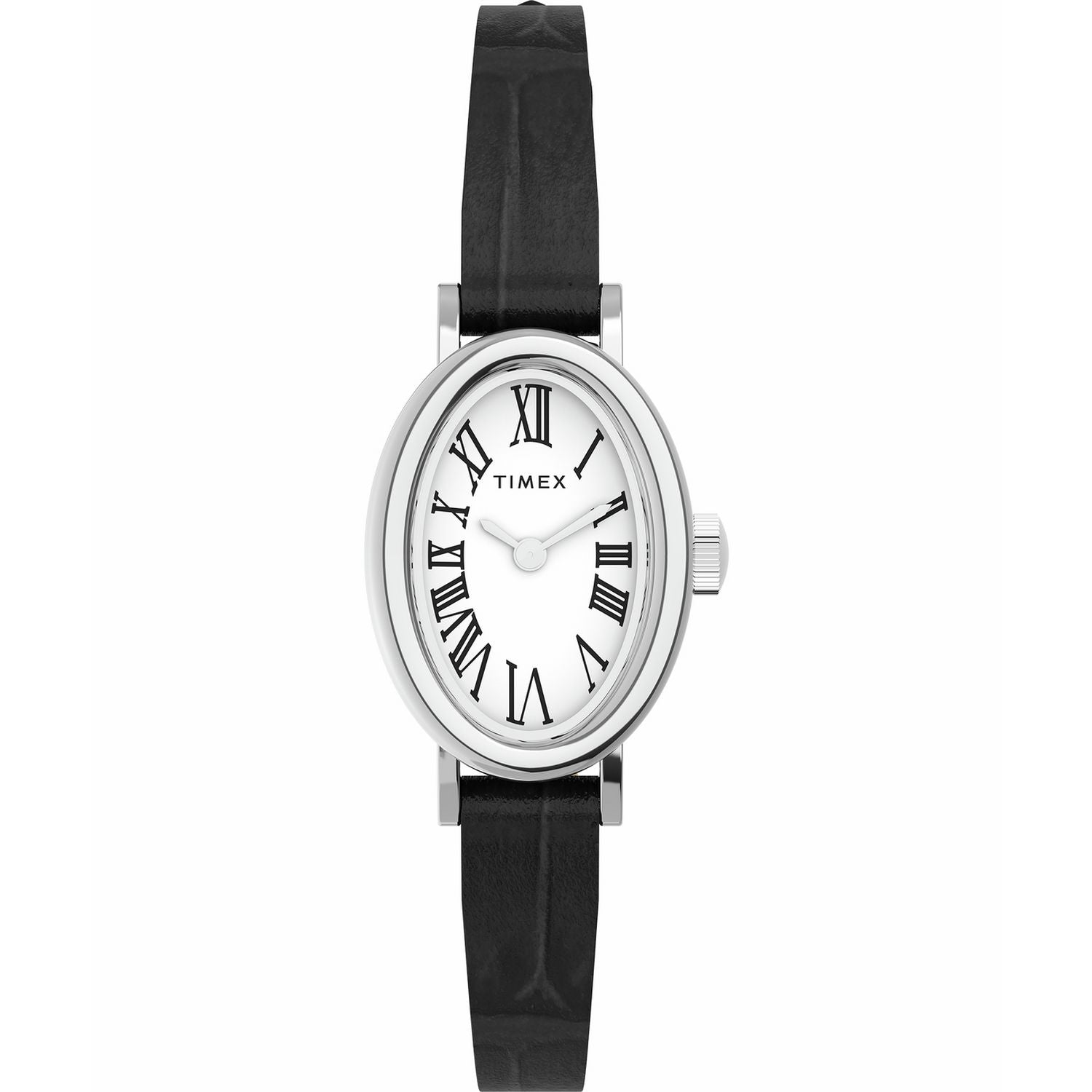 Timex Cavatina white dial watch black leather strap - British product