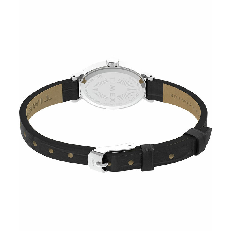 Timex Cavatina white dial watch black leather strap - British product