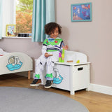 Liberty House Toys white wooden toy box with space decal, UK version