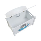Liberty House Toys white wooden toy box with space decal, UK version