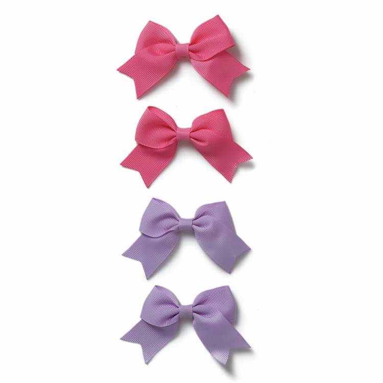 Flitzy pink lilac bow hairclips pack of 4 (British brand)