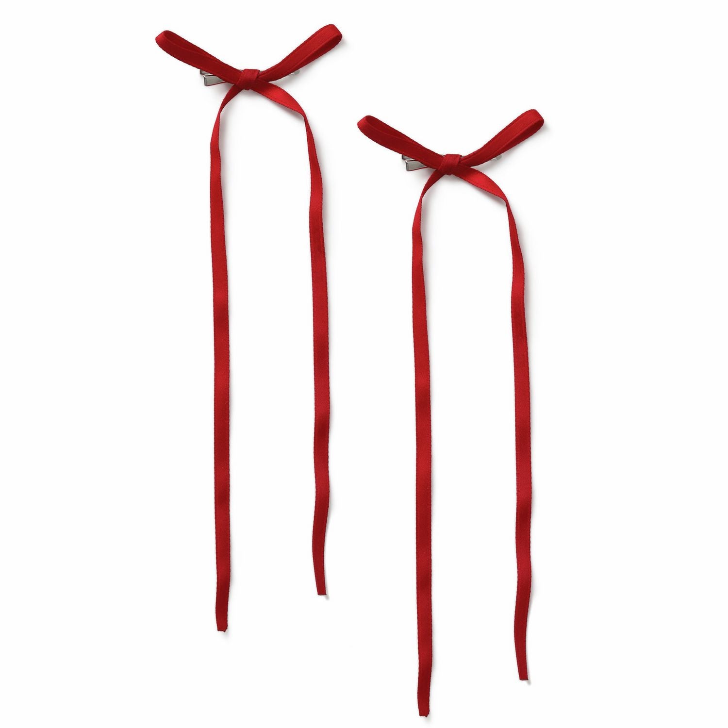 Flitzy red long ribbon hair clips pack of 2 - British product