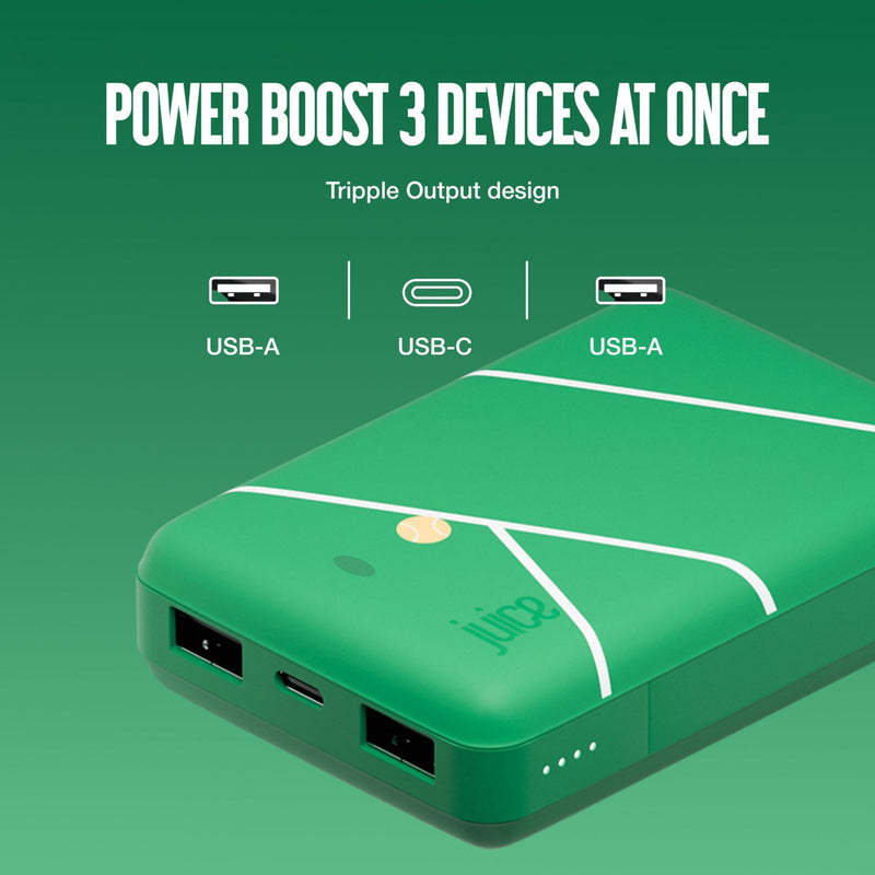 Juice ECO 3 Charge 10000mAh Portable Power Bank - Tennis Edition