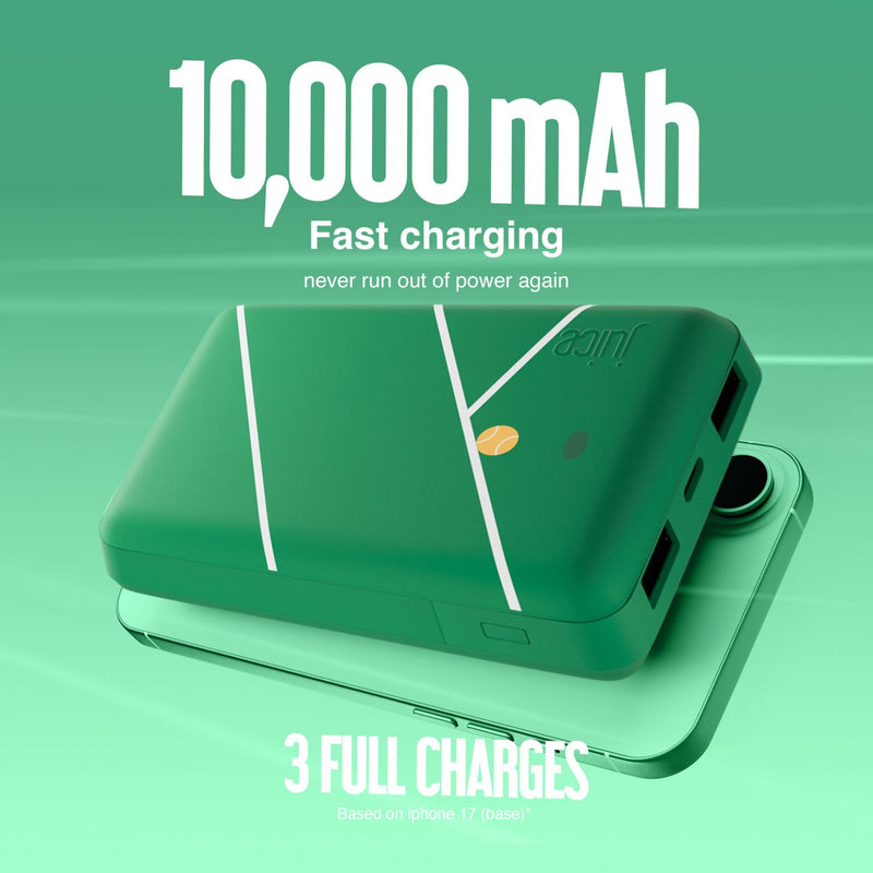 Juice ECO 3 Charge 10000mAh Portable Power Bank - Tennis Edition
