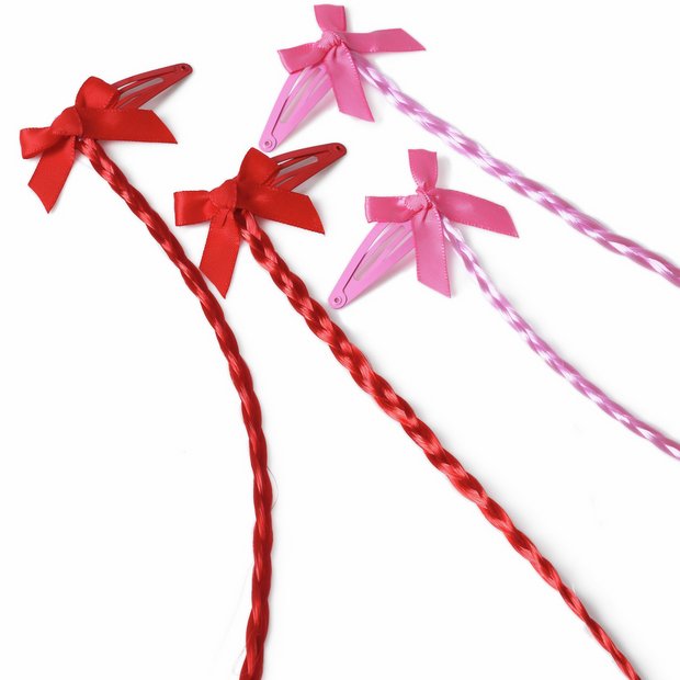 Flitzy bow with braid hair clips pack of 4, UK version