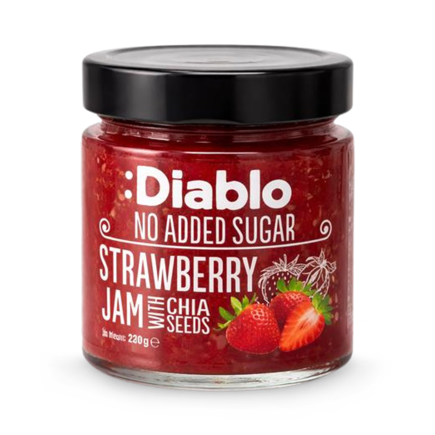 Diablo no added sugar strawberry jam 230g (British brand)