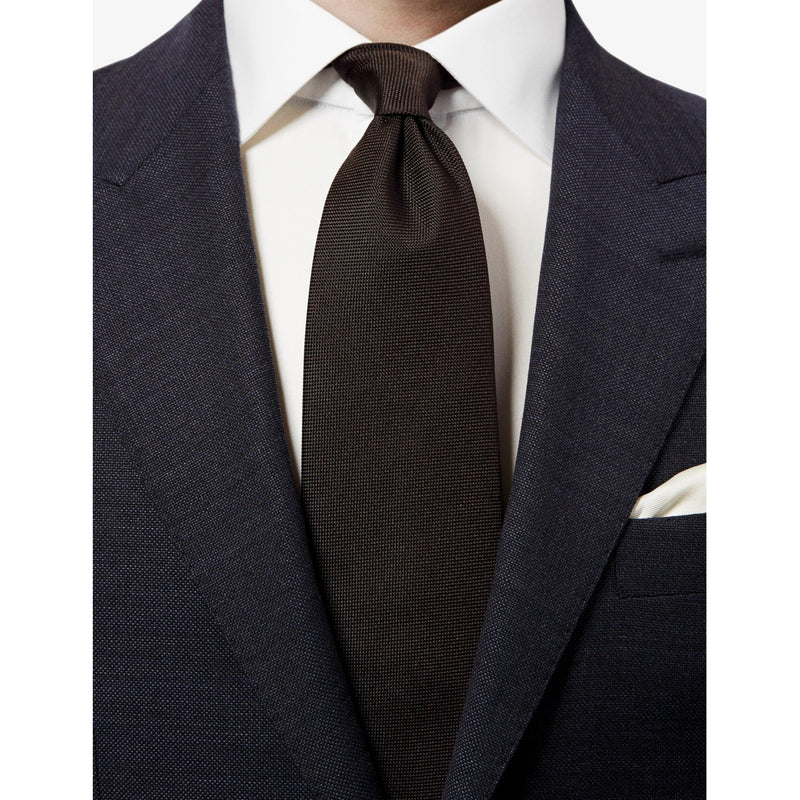 Eton geometric-weave silk tie with graphic pattern - British product
