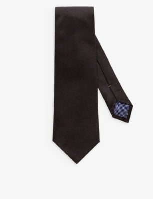 Eton geometric-weave silk tie with graphic pattern - British product
