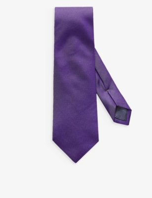 Eton geometric-weave silk tie with graphic pattern - British product
