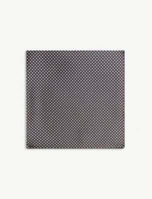 Eton polka-dot silk pocket square with rolled edges - British product