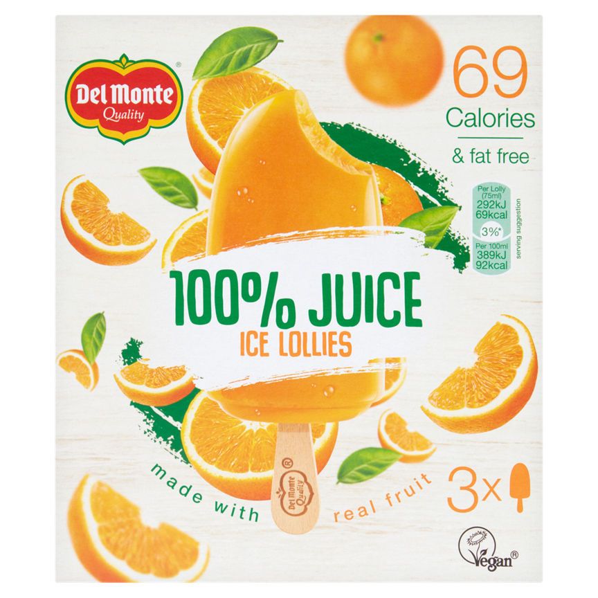 Del Monte 3 100% Juice Orange Lollies