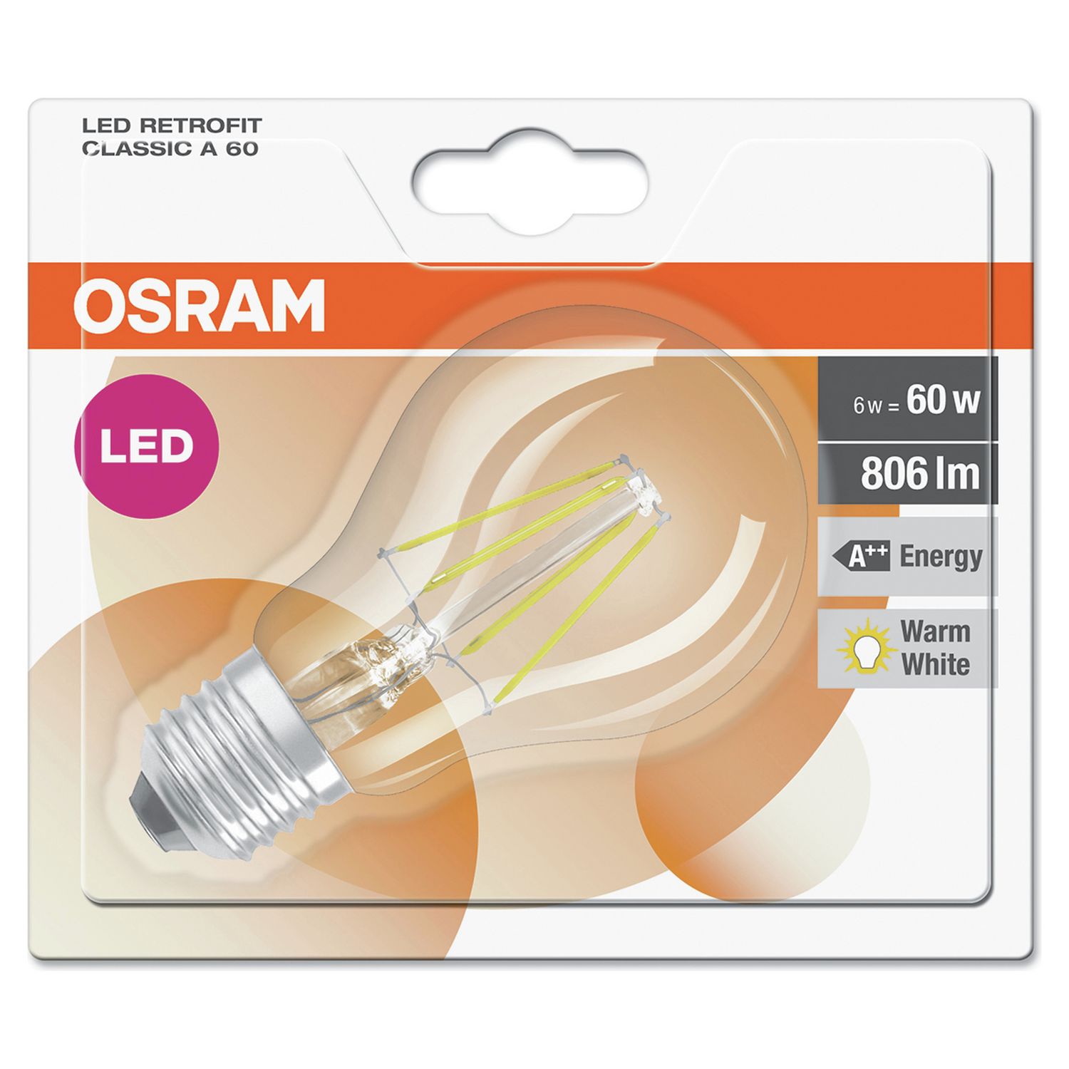 Osram filament LED bulb 6W twin pack - British product