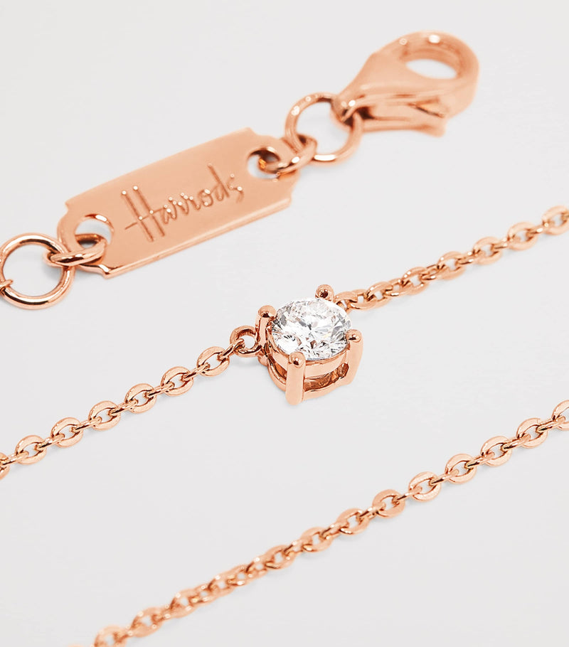 Harrods rose gold and diamond necklace 0.25ct, imported from the UK