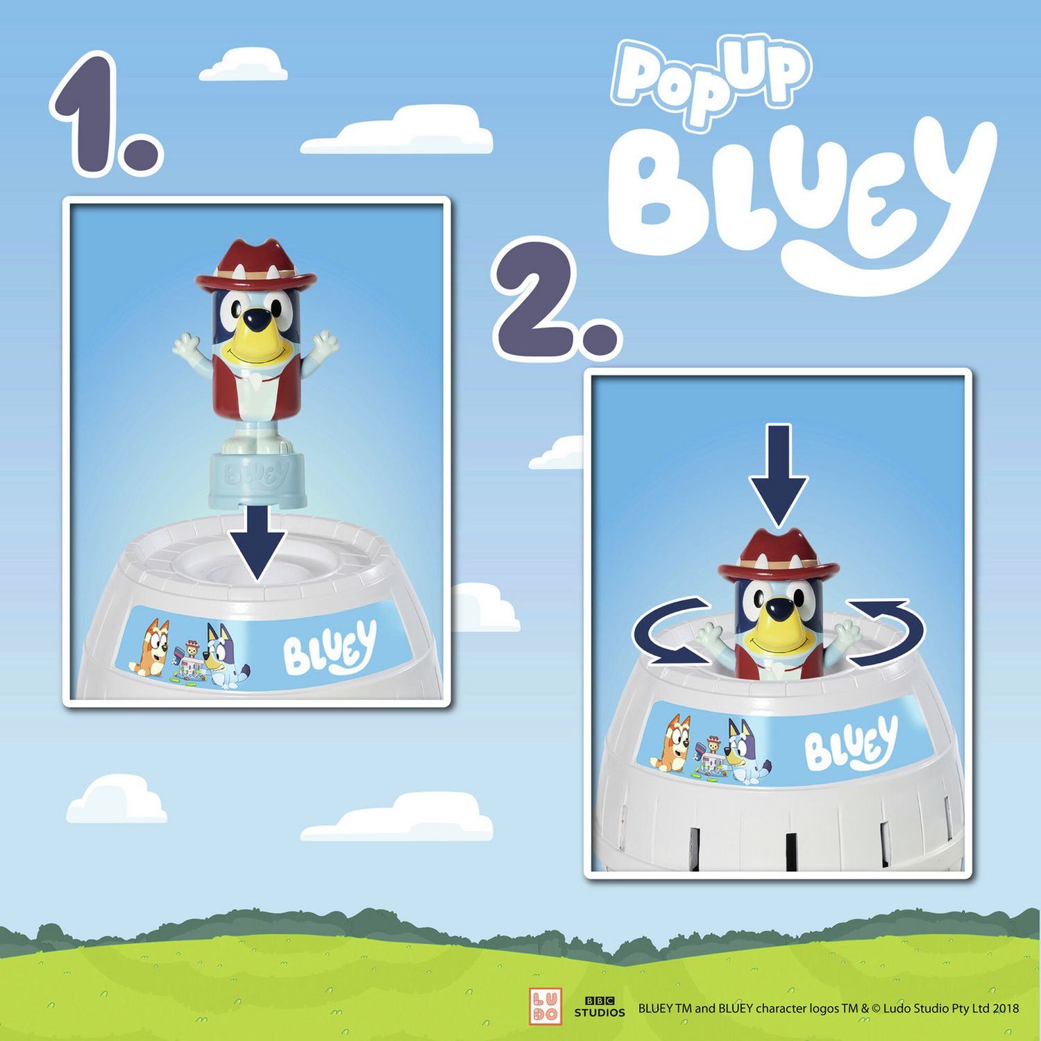 Tomy Bluey Pop Up Activity Game, imported from the UK