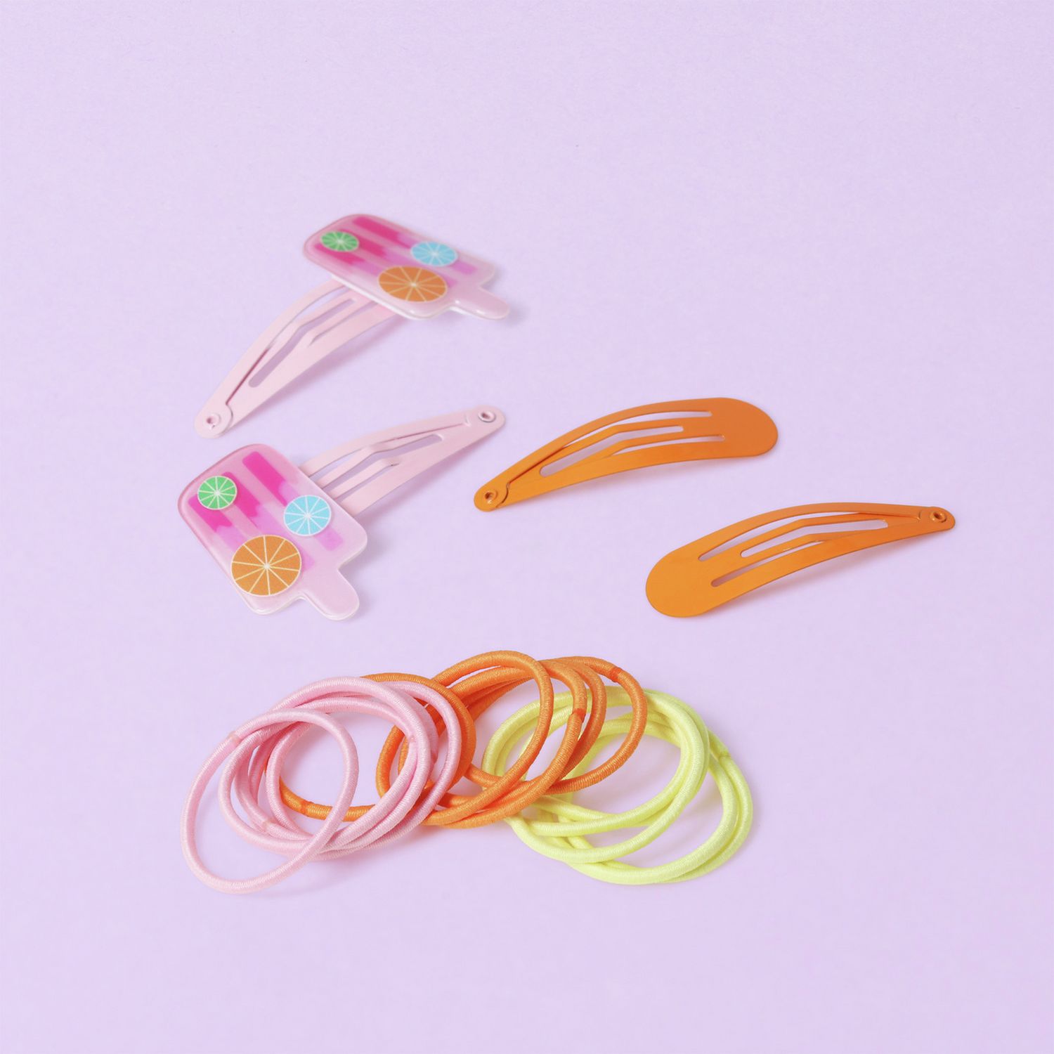 Flitzy fruit lolly hair slides and bands set, imported from the UK