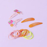 Flitzy fruit lolly hair slides and bands set, imported from the UK