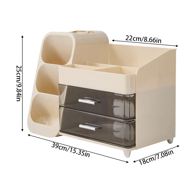 Livingandhome cream cosmetic organiser with drawers, imported from the UK