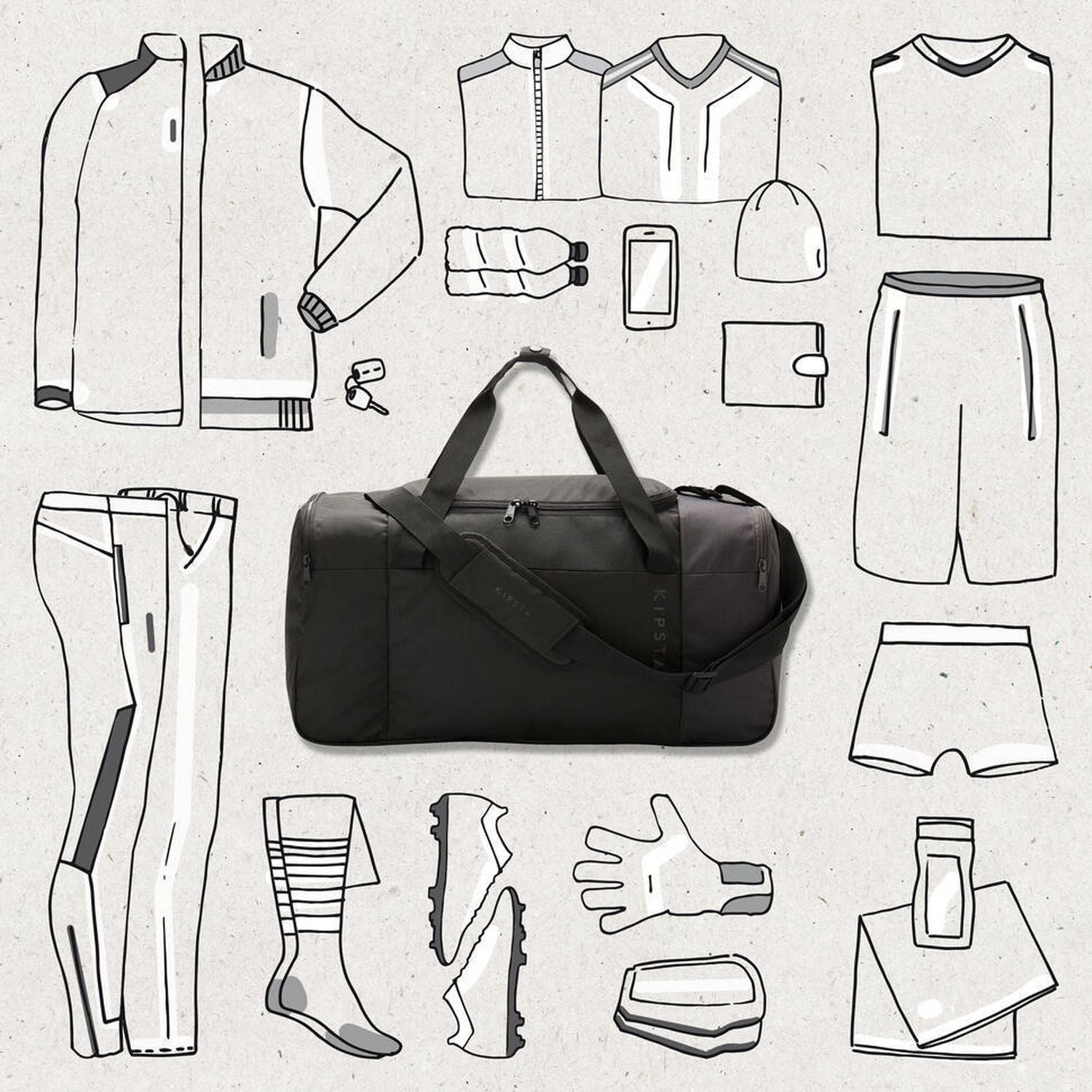 Decathlon Essential sports bag 55 litres black - British product