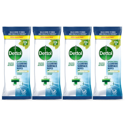 Dettol Biologisk Nedbrytbare Antibakterielle Servietter, 4 x 126 stk