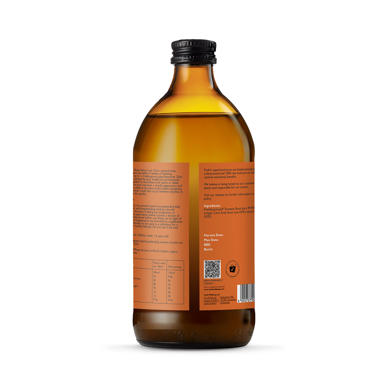 Fushi fresh-pressed turmeric juice 500ml (British brand)