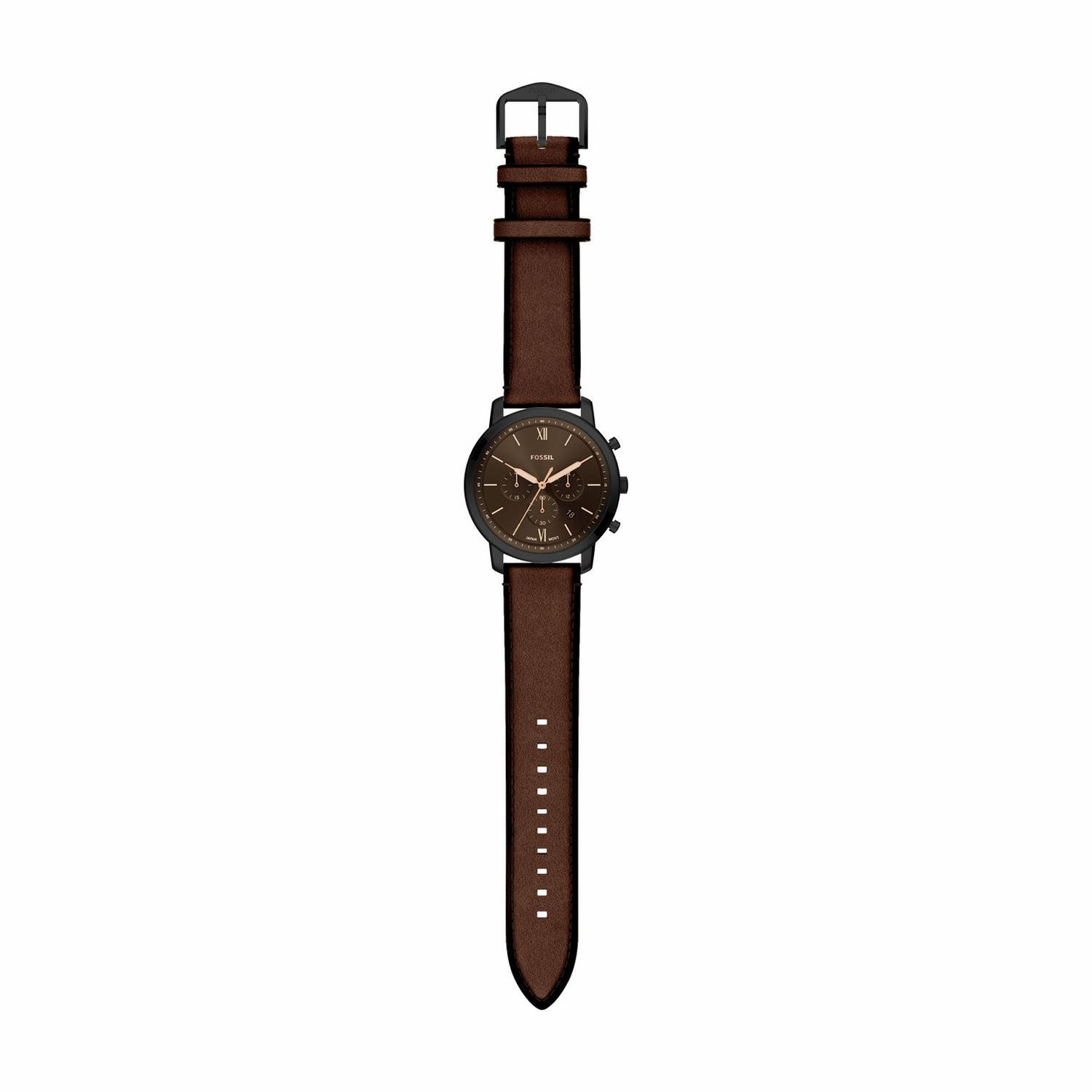Fossil Neutra watch black dial brown leather strap, imported from the UK