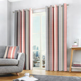 Fusion Whitworth Striped Eyelet Curtains Blue 117x137cm
