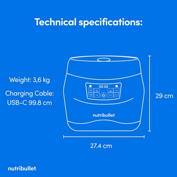 nutribullet rice cooker and steamer black 2.3L, imported from the UK