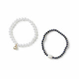 Freedom pearl and blue bead stretch bracelet set, imported from the UK
