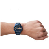 Armani Exchange men's stainless steel blue strap watch, UK version