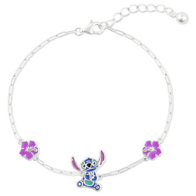 Argos Disney Sterling Silver Stitch and Pink Flower Charm Bracelet- Buy online at McGrocer