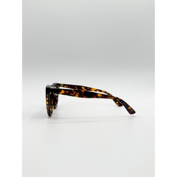 SVNX flat top round sunglasses in tortoise brown, UK version