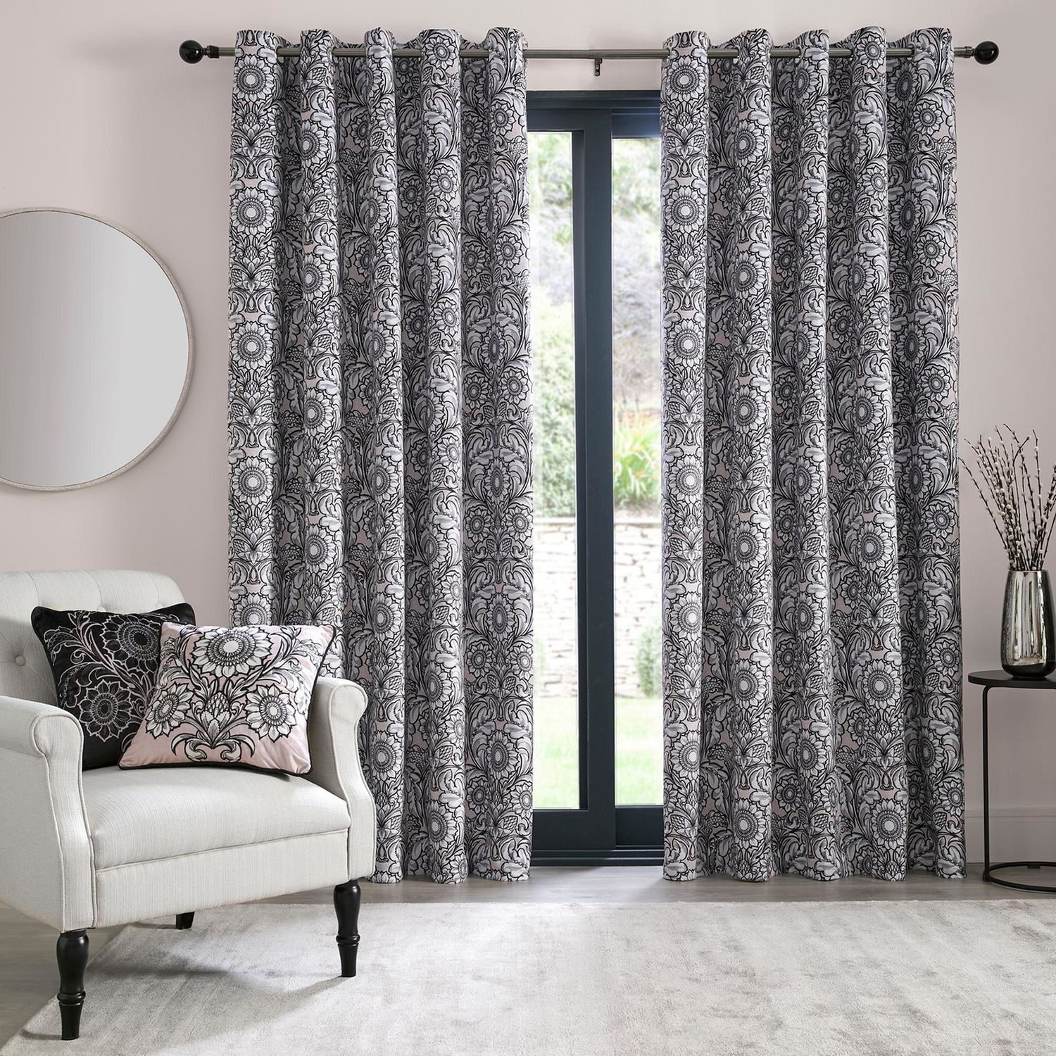Laurence Llewelyn-Bowen Romilly Eyelet Curtains - Natural - 229x229cm