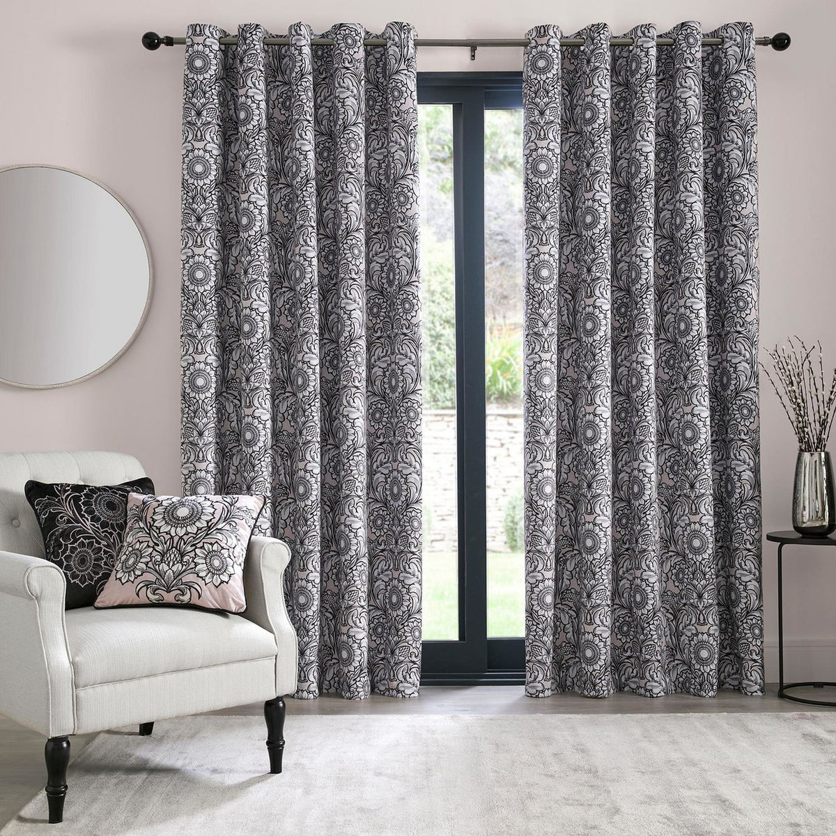 Laurence Llewelyn-Bowen Romilly Eyelet Curtains - Natural - 229x229cm