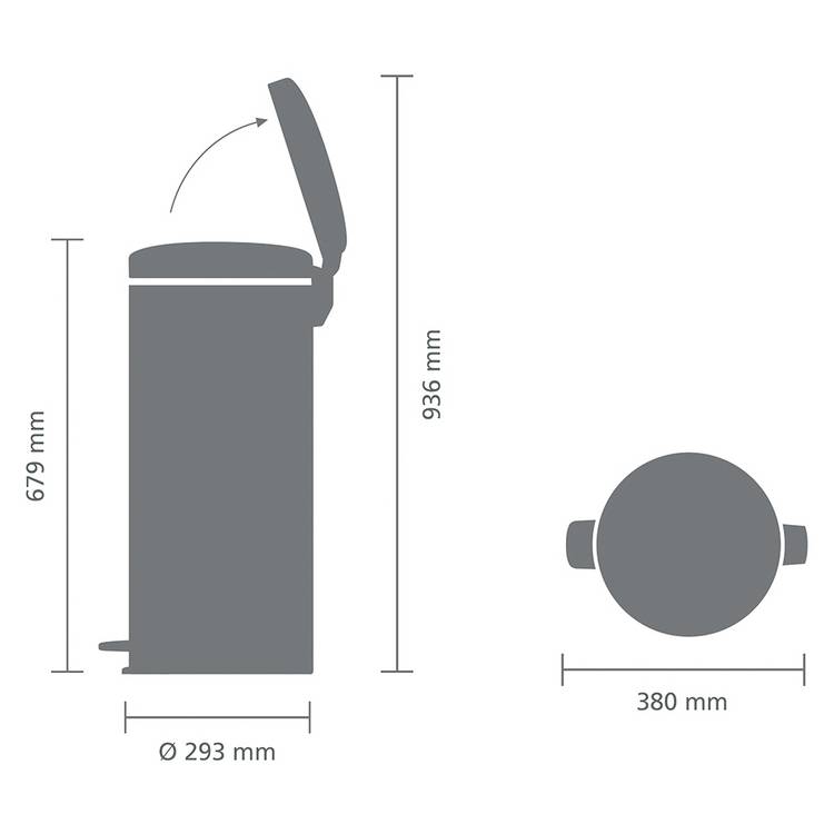 Brabantia 30-litre pedal bin platinum (British brand)