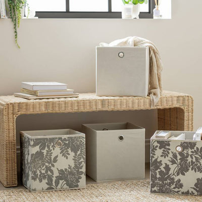Argos Argos Home Set of 4 Squares Boxes - Grey & Floral- Buy online at McGrocer