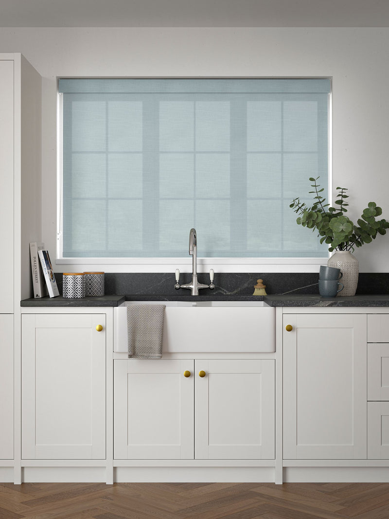 Next Heaven Duck Egg Blue roller blind (British brand)
