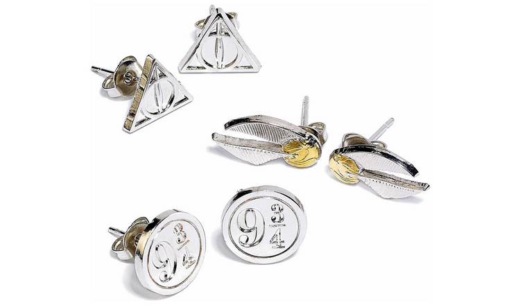 Harry Potter Silver Colour Stud Earrings - Set of 3 GOODS Argos