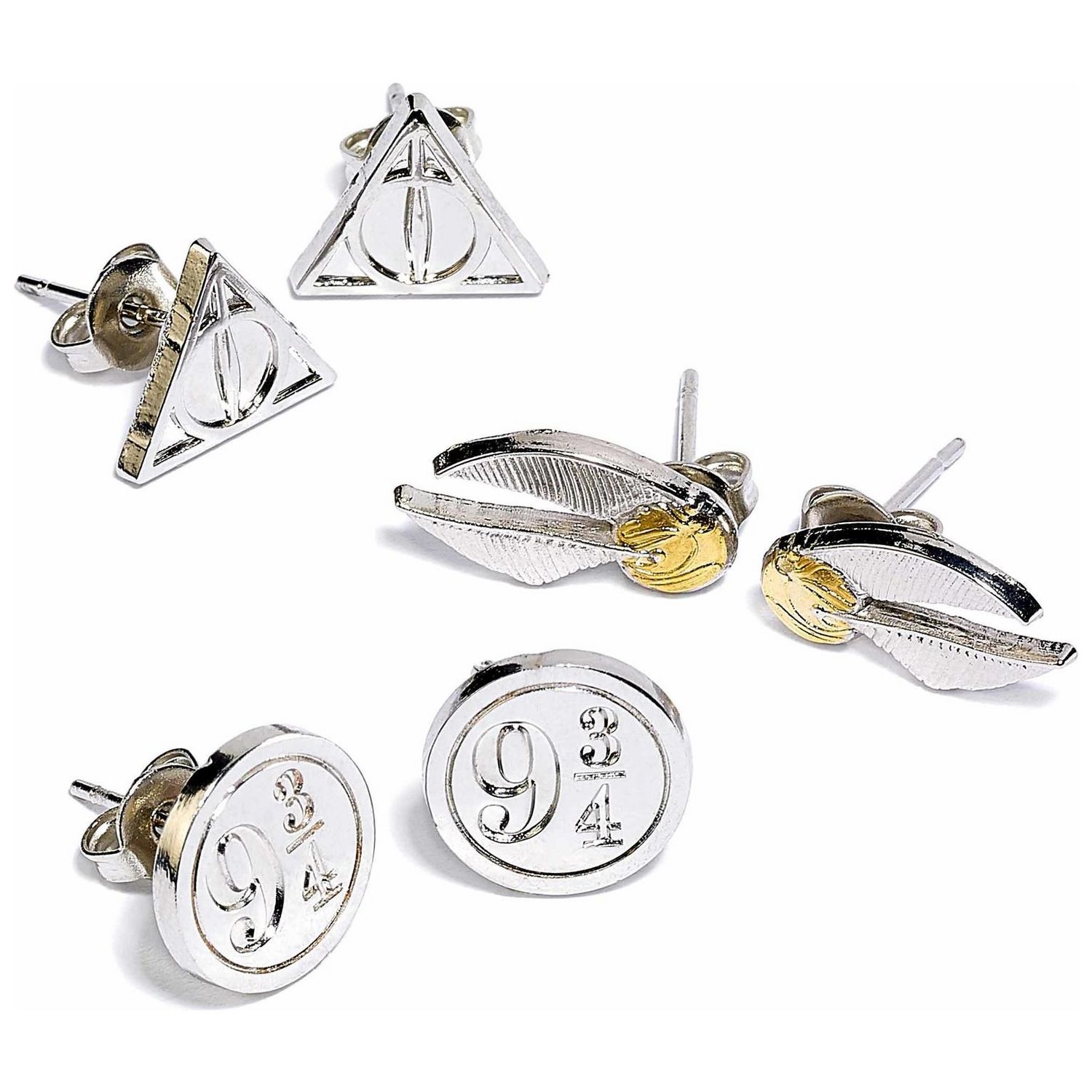 Harry Potter silver stud earrings set of 3 - British product