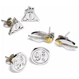 Harry Potter silver stud earrings set of 3 - British product